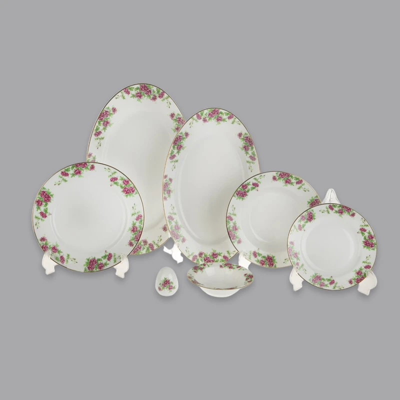 سرویس غذاخوری 28 پارچه 6 نفر چینی زرین ایران مدل ایتالیا اف بیدگل درجه عالی