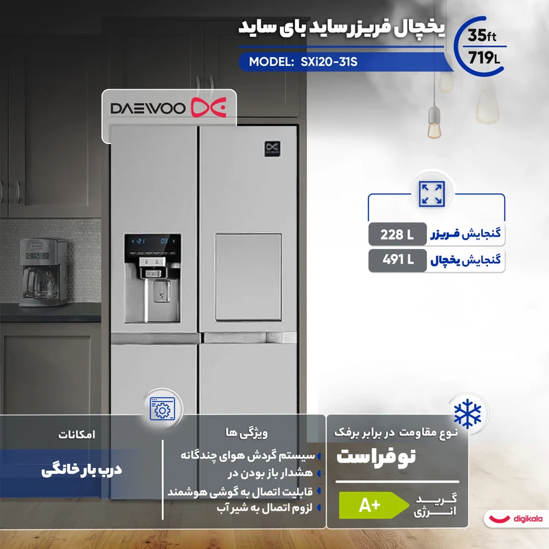یخچال فریزر ساید بای ساید 35 فوت دوو مدل SXi20-31S